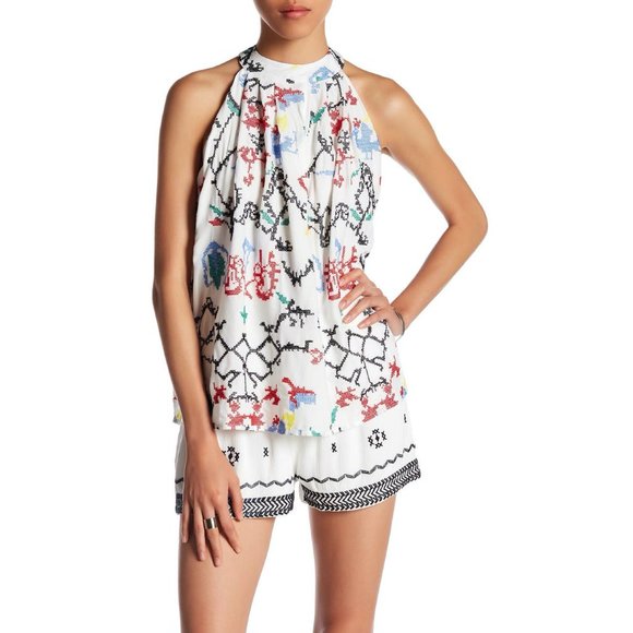 Romeo & Juliet Couture Tops - Romeo Juliet Couture Embroidered Mock Neck Blouse